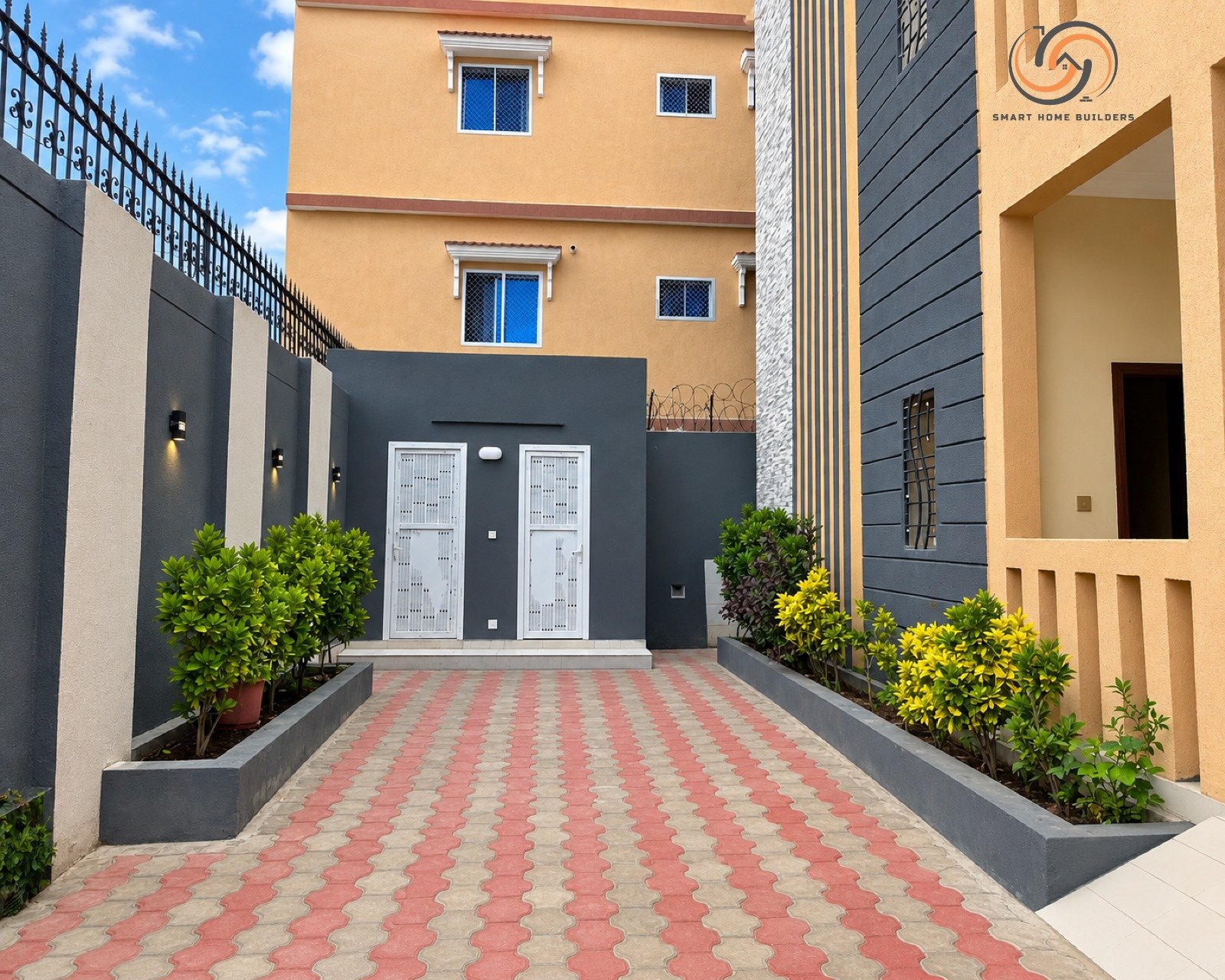 Completed home courtyard